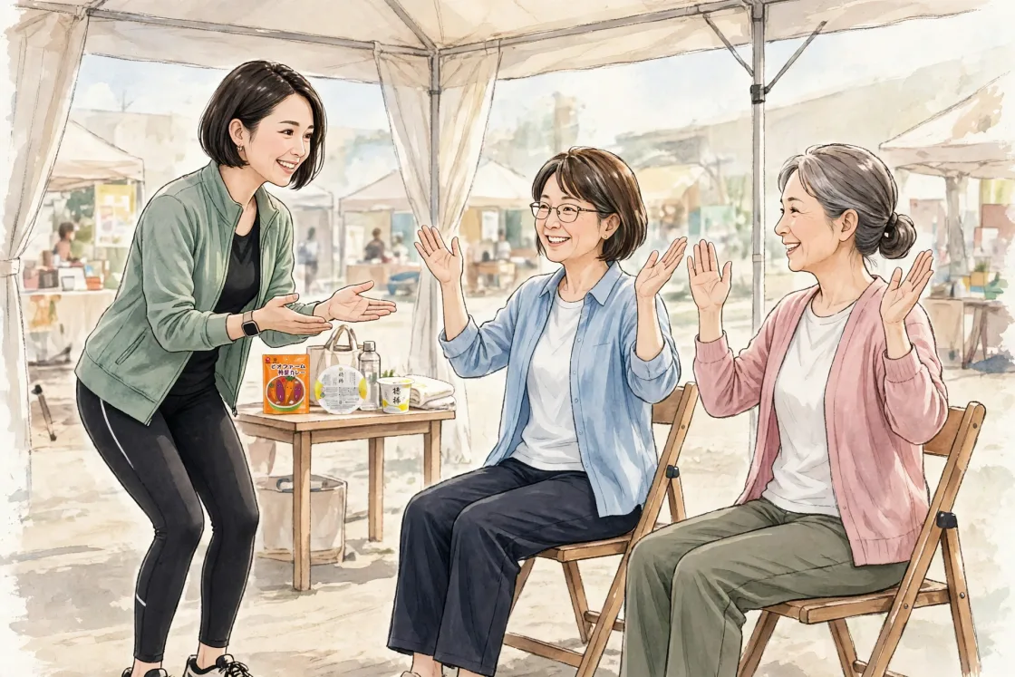 小田原ケアセンター提供:椅子で行うピラティス体験のイメージイラスト